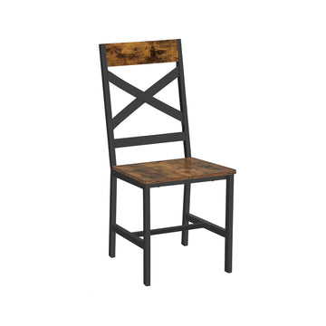 Vintage eetkamerstoelen bruin-zwart - spaanplaat en staal - comfortabel - 43,4 x 43 x 95,5 cm