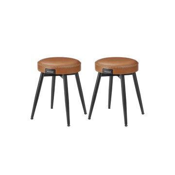 Barstoelen set van 2 – staal, PU leer, 48 cm, caramel brown