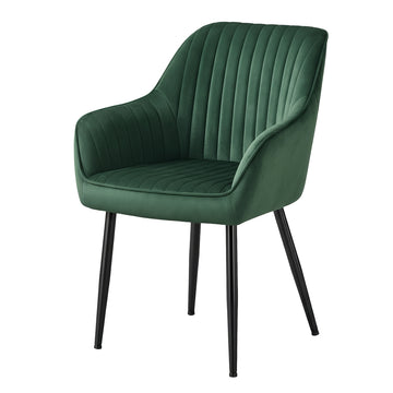 Eetkamerstoel 2-delige set, fluweel, armleuningen | Groen-zwart | 60x62,5x85 cm