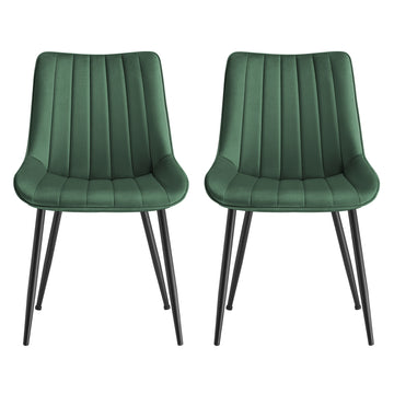2 Eetkamerstoelen met stalen poten, keukenstoel | Groen-Zwart | 48x57x80 cm