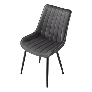 Set van 2 eetkamerstoelen met stalen poten | Grijs-zwart | 48x57x80 cm