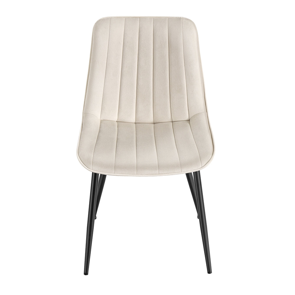 2 Esszimmerstühle mit Stahlbeinen | Beige-Schwarz | 48x57x80 cm