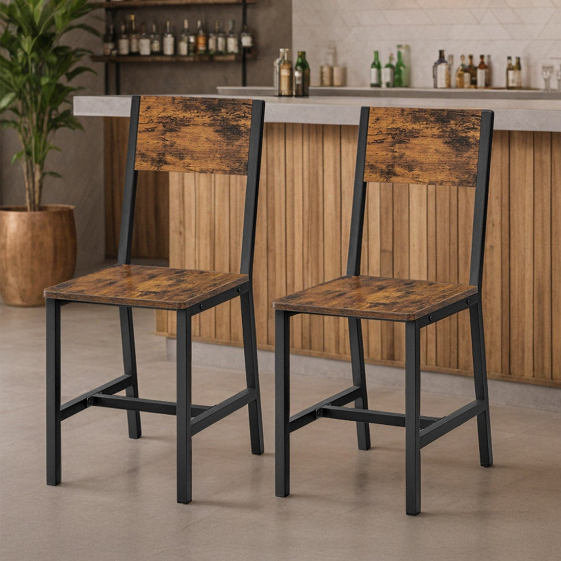 Esszimmerstühle 2er-Set - Metallgestell - Vintage - 36x46,6x87,1 cm - 100 kg