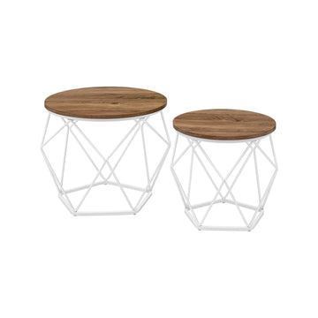 Set van 2 nestbare bijzettafels - spaanplaat en staal - 50 x 40 en 40 x 36 cm