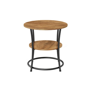 Ronde bijzettafel walnootbruin/zwart - spaanplaat en staal - 30 kg - 55 x 55 cm