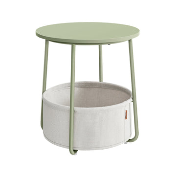Bijzettafel 3-delig met stoffen mand - spaanplaat staal polyester - 45 cm