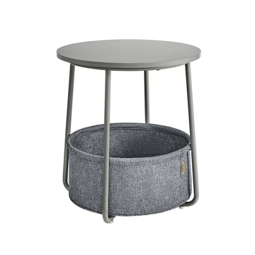 Moderne bijzettafel met stoffen mand | Duifgrijs-leigrijs | 45x45x50 cm