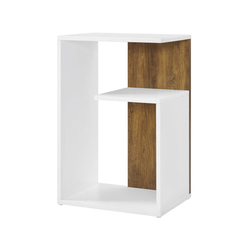 Bijzettafel met plank - ruimtebesparend - 30 x 40 x 60 cm - bruin-wit