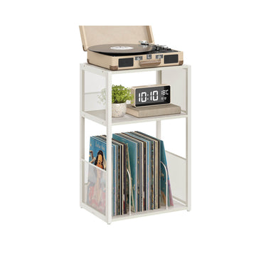 Vinylplatenrek - Opbergmeubel - Platenkast - 100 albums - Vintage wit - 30 x 43 x 69 cm
