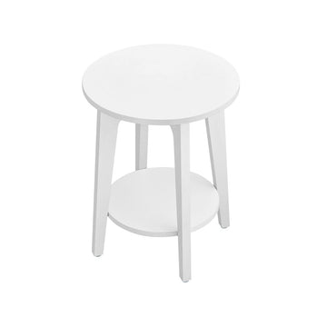 Ronde bijzettafel met opbergrek - hout - industrieel - wit - 40 x 50 cm (Ø x H)