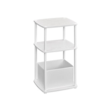 Witte bijzettafel met 3 legplanken - spaanplaat en staal - 30 x 34 x 58 cm