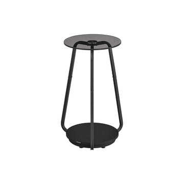 Ronde bijzettafel 2 niveaus - zwart - gehard glas - 30 cm x 55 cm