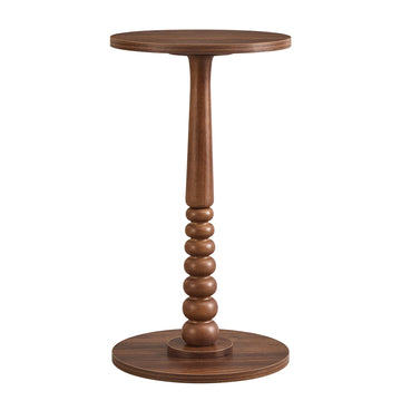 Ronde bijzettafel in mid-century moderne stijl | Kastanjewalnootkleur | 30x30x55 cm