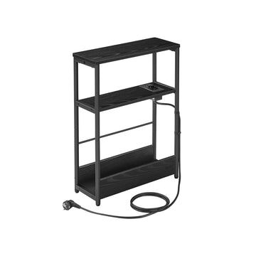 Bijzettafel met 3 planken - smalle tafel - zwart - 18 x 45 x 58 cm