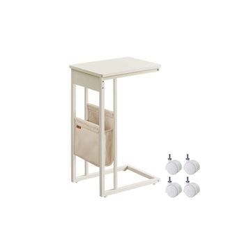 Bijzettafel crème wit - nachtkastje - spaanplaat, staal, polyester - 30 x 40 x 62 cm