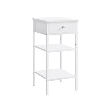 Witte bijzettafel 35 x 35 x 70 cm - spaanplaat en staal - stevig