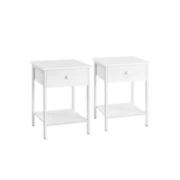 2-delige set bijzettafels - nachtkastjes - opbergruimte - 40x40x55 cm - mat wit