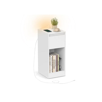 Wit nachtkastje - bijzettafel - duurzaam en ruimtebesparend - 30 x 25 x 59,5 cm