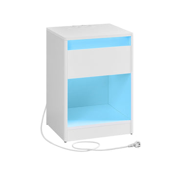Witte nachtkastje met LED - Modern design - 35 x 40 x 55 cm