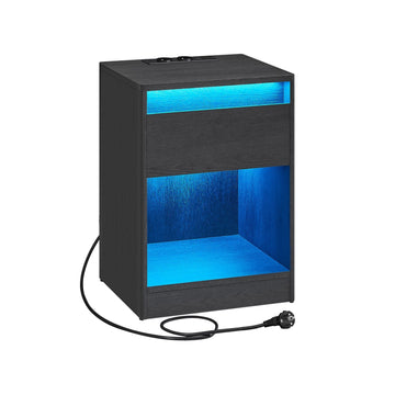 Bedside tafel met ledverlichting - modern - 35 x 40 x 55 cm - zwart