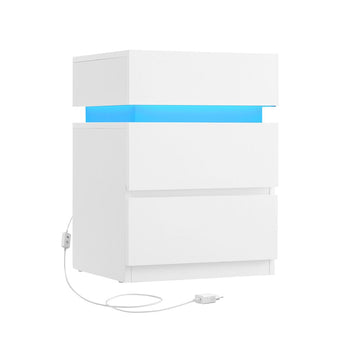 Nachtkastje met LED-verlichting - Wit - 33,5 x 40 x 55 cm