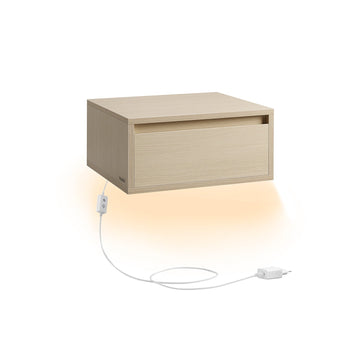 Zwevende wandplank met lade, beige - houtspaanplaat en MDF - 35 x 40 x 18 cm