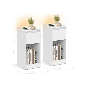 Nachtkastjes set wit - opbergtafel - houtspaanplaat MDF - 30x25x59,5 cm