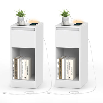 Smalle nachtkastjes set van 2 | Wit | 25x30x59,5 cm