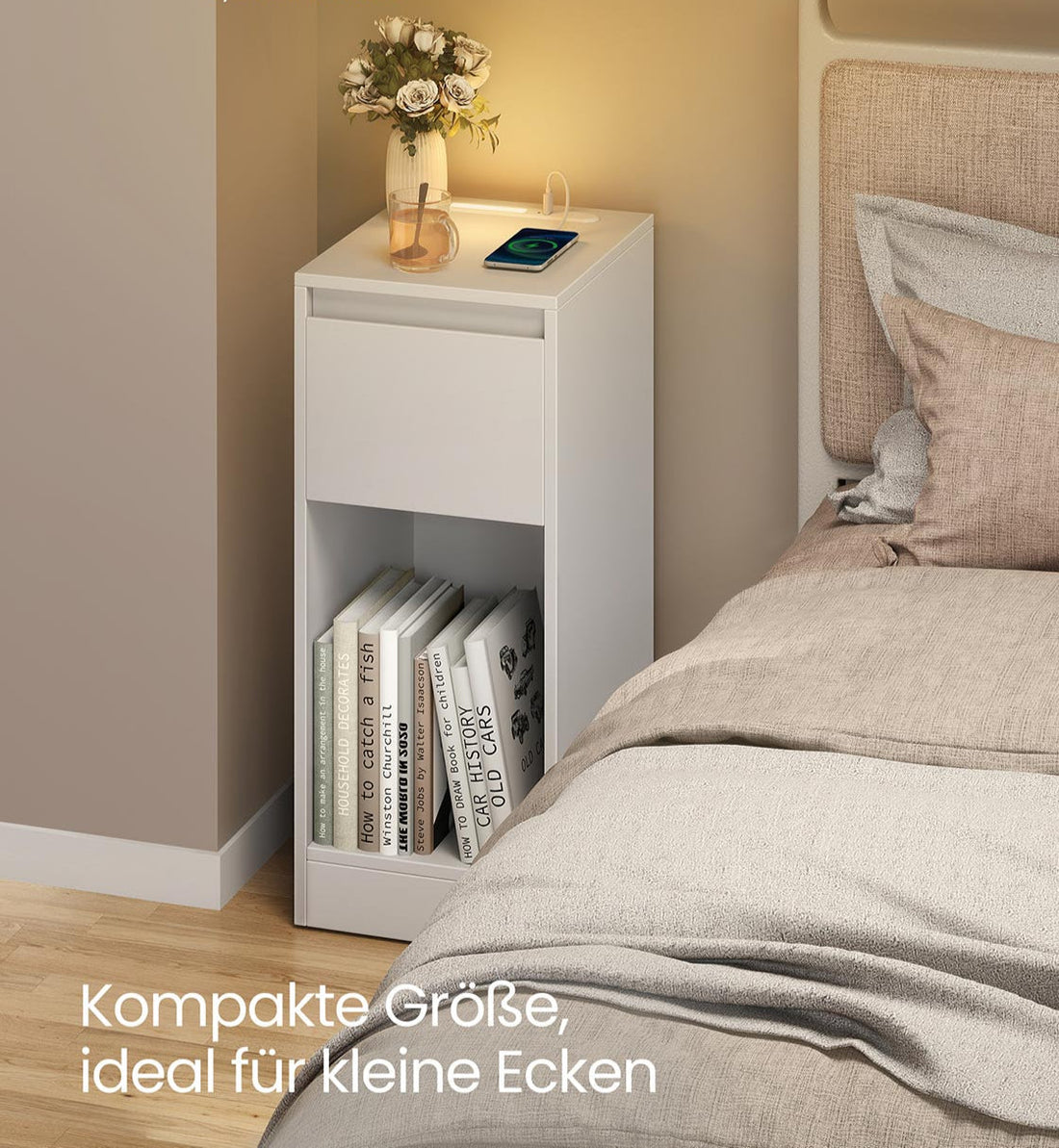 Nachttisch-Set weiß - Beistelltisch - Holzspanplatte MDF - 30x25x59,5 cm