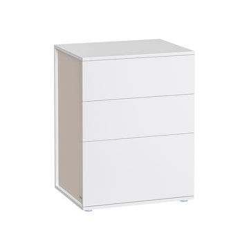 Nachtkastje met 3 lades - spaanplaat - 35 x 45 x 58,7 cm - mat wit-cappuccino beige