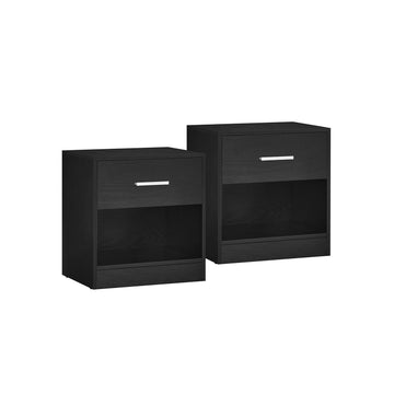 Set bijzettafels van spaanplaat - zwart - nachtkastjes - 28 x 39 x 41 cm