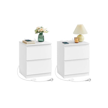 2-delige set nachtkastjes wit hout MDF 35x40x49 cm
