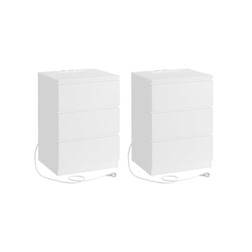 Set van 2 nachtkastjes - modern wolkwit - 2 stopcontacten - 40 x 30 x 45 cm