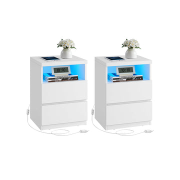2-delige set nachtkastjes met verstelbare ledverlichting 35x40x55 cm