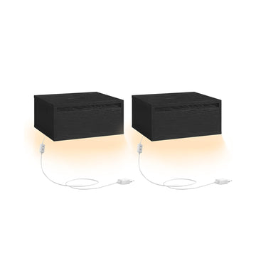 Set van 2 zwevende nachtkastjes - wandplanken - zwart - 35 x 40 x 18 cm