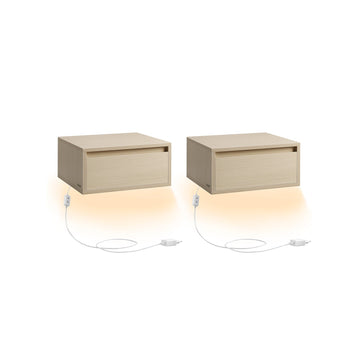 2-delige set nachtkastjes - zwevende lades - houtspaanplaat - MDF - 35 x 40 x 18 cm