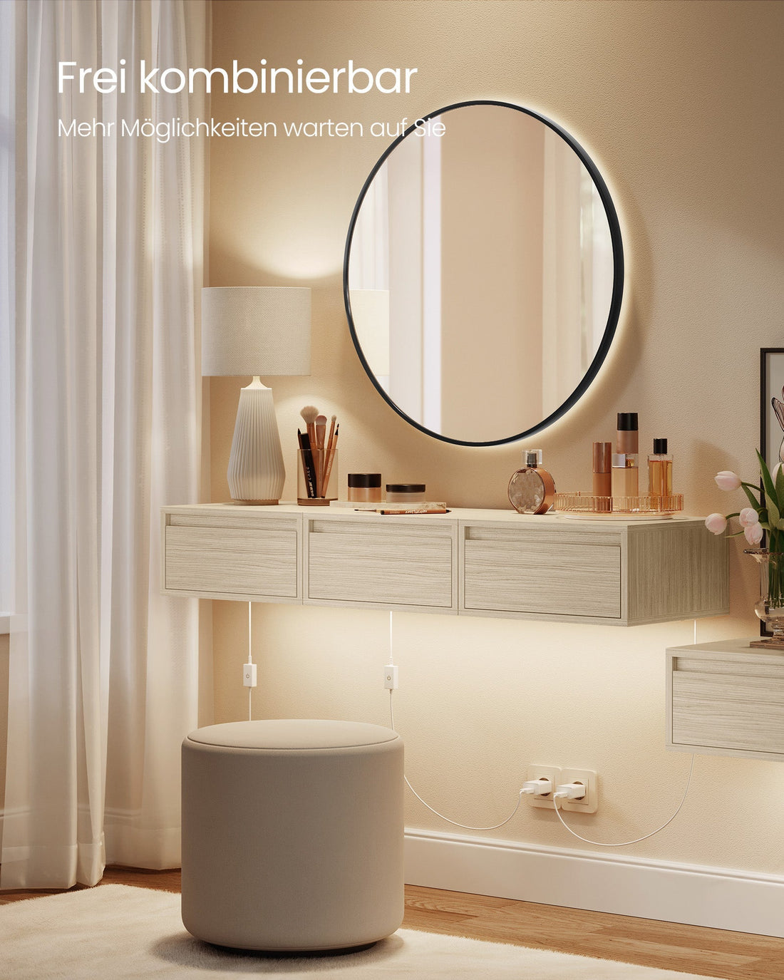 2-delige set nachtkastjes - zwevende lades - houtspaanplaat - MDF - 35 x 40 x 18 cm