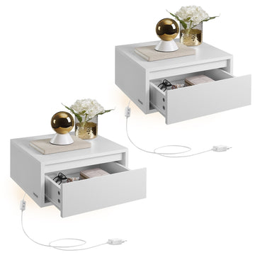 Hangende nachtkastjes met verlichting 2-delige set | Wolkenwit | 40,1x35,1x18,1 cm