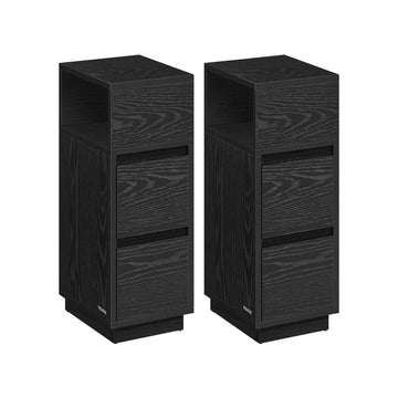 Zwarte nachtkastjes, set van 2 - MDF/houtspaanplaat - 30 x 25 x 65 cm