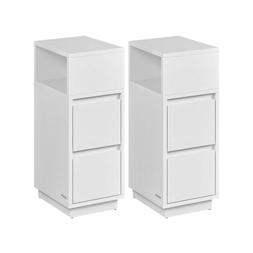 Witte nachtkastjes, spaanplaat/MDF, 30 x 25 x 65 cm, set van 2, max. 45,4 kg