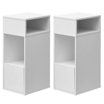 Set van 2 smalle nachtkastjes | Sneeuwwit | 25x30x59,4 cm