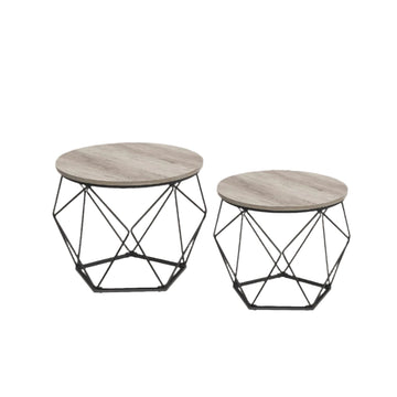 2-delige salontafelset - bijzettafels - ruimtebesparend - 50 x 40 cm & 40 x 36 cm