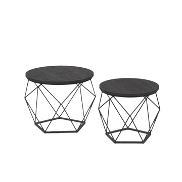 2-delige ronde salontafelset - bijzettafels - stijlvol design - 50x40 cm & 40x36 cm