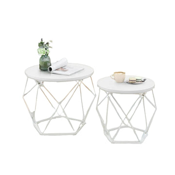 Salontafels 2-delig, nesttafels, afneembare bladen, 50 x 40 & 40 x 36 cm, wit