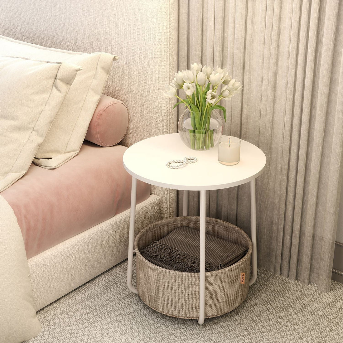 Runder Beistelltisch - kleiner Couchtisch - kompakter Tisch - 45 cm T x 50 cm H