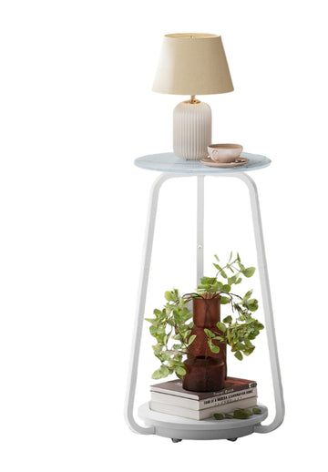 Ronde bijzettafel, marmerwit, 30 cm diameter x 55 cm hoog