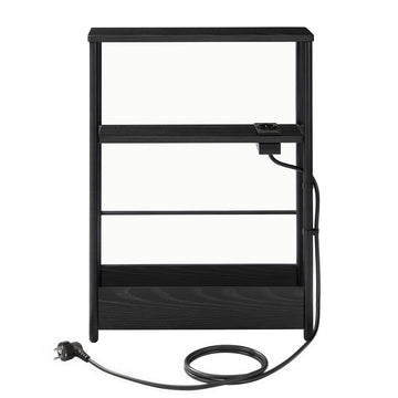 Bijzettafel met laadfunctie, 3 niveaus voor woonkamer | Zwart | 45x18x58 cm