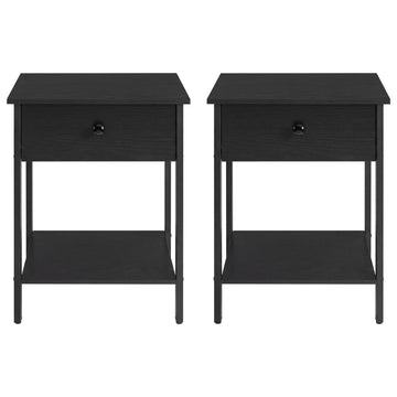 Set van 2 nachtkastjes met lade | Zwart | 40x40x55 cm