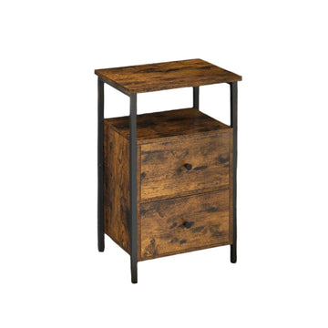 Nachtkastje met 2 lades - 38 x 28 x 60 cm - Vintage bruin zwart