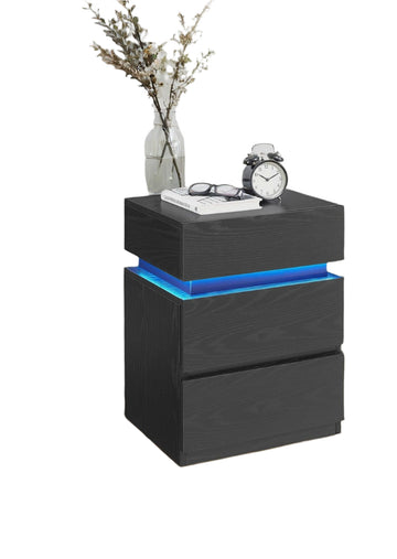 LED-bijzettafel, verstelbare kleuren, nachtkastje, zwart, 35,1 x 40,1 x 55,1 cm